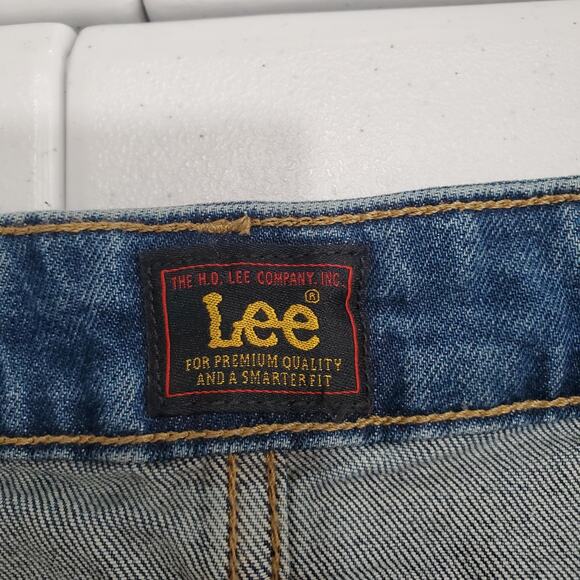 Lee Denim Skirt Womens 8 Blue Button Front A-Line Midi Stretch 5 Pocket Cowgirl - Picture 3 of 9